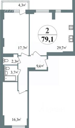 Продажа 2-комнатной квартиры 83,4 м², 10/20 этаж