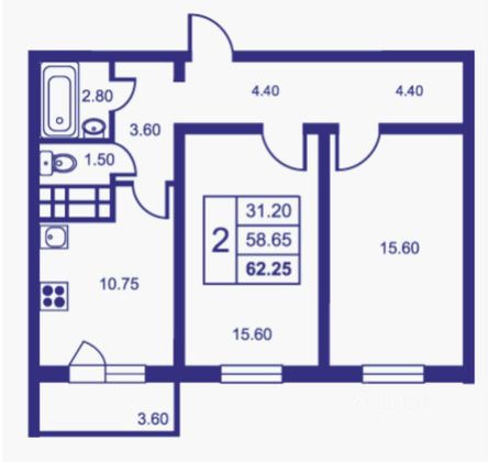 Продажа 2-комнатной квартиры 62,3 м², 16/16 этаж