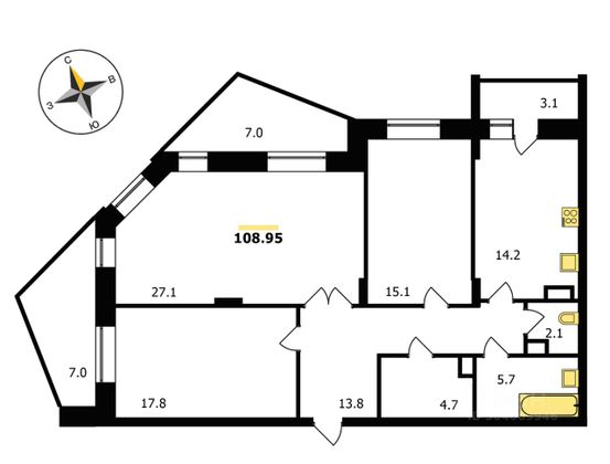 Продажа 3-комнатной квартиры 100,5 м², 18/19 этаж