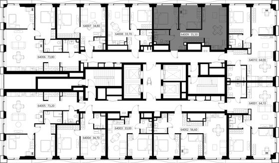 Продажа 2-комнатной квартиры 55,5 м², 40/48 этаж