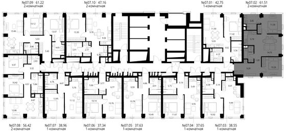 Продажа 2-комнатной квартиры 61,5 м², 7/48 этаж