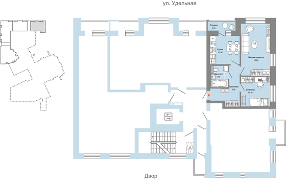 Продажа 2-комнатной квартиры 53 м², 4/6 этаж