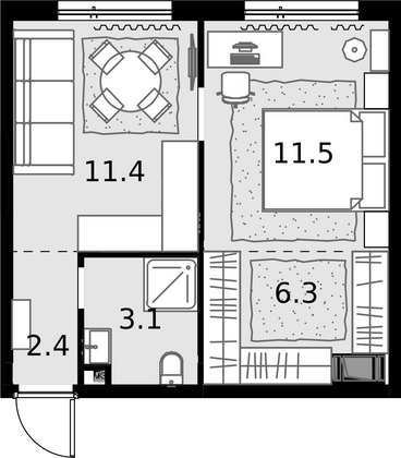 34,7 м², 1-комн. квартира, 13/28 этаж