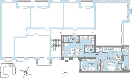 Продажа 4-комнатной квартиры 87 м², 2/4 этаж