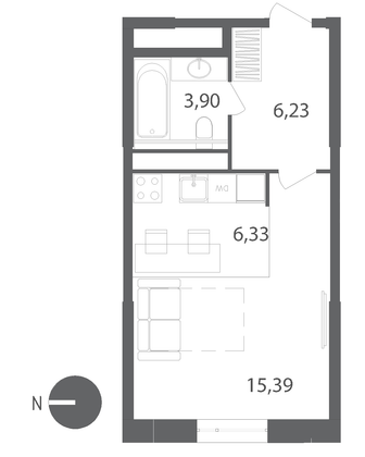 Продажа квартиры-студии 31,9 м², 5/22 этаж