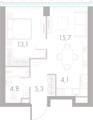 Продажа 1-комнатной квартиры 43 м², 4/45 этаж