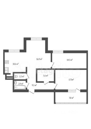 Продажа 3-комнатной квартиры 79,9 м², 3/8 этаж