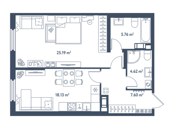 Продажа 1-комнатной квартиры 61,3 м², 3/11 этаж