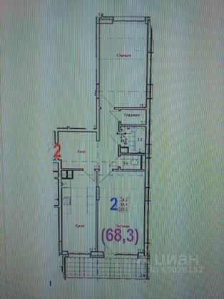 Продажа 2-комнатной квартиры 68,3 м², 3/9 этаж