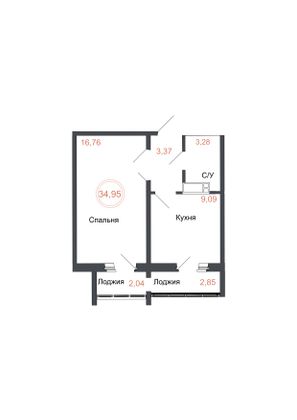 Продажа 1-комнатной квартиры 35 м², 14 этаж