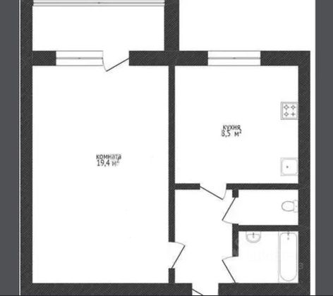 Продажа 1-комнатной квартиры 32,8 м², 8/9 этаж