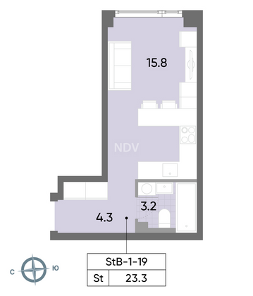 Продажа 1-комнатной квартиры 22 м², 15/22 этаж