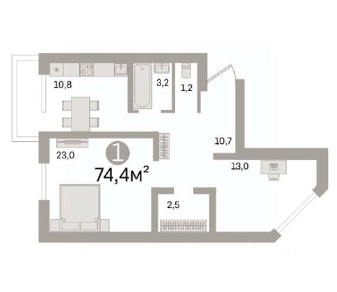 Продажа 2-комнатной квартиры 78 м², 11/17 этаж