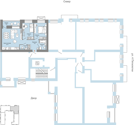 Продажа 3-комнатной квартиры 61 м², 3/8 этаж