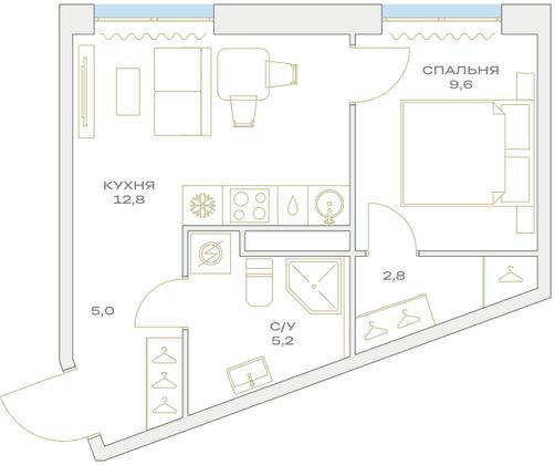 Продажа 1-комнатной квартиры 35,4 м², 16/23 этаж