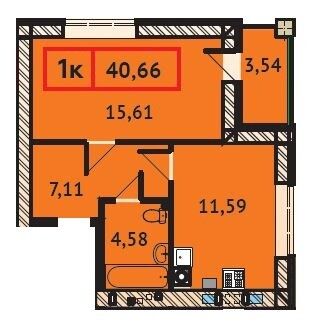Продажа 1-комнатной квартиры 40,7 м², 1/9 этаж