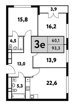 93,3 м², 4-комн. квартира, 26/35 этаж