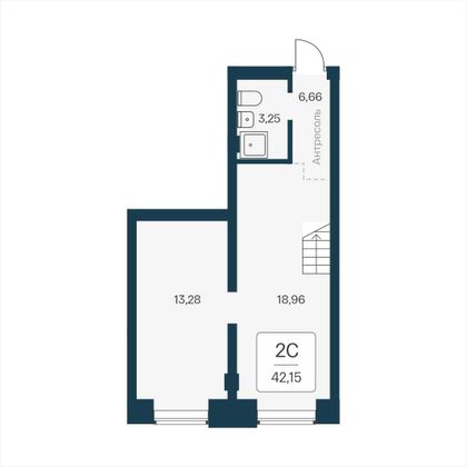 42,2 м², 2-комн. квартира, 2/4 этаж