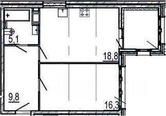 Продажа 1-комнатной квартиры 53 м², 5/13 этаж