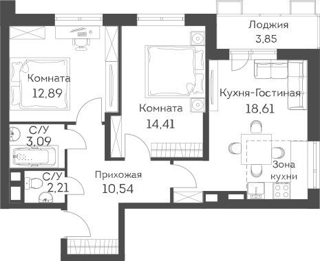 Продажа 3-комнатной квартиры 63 м², 17/24 этаж