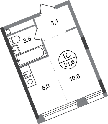 21,6 м², студия, 2/17 этаж