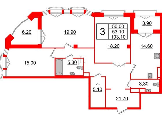 Продажа 3-комнатной квартиры 103,1 м², 4/6 этаж
