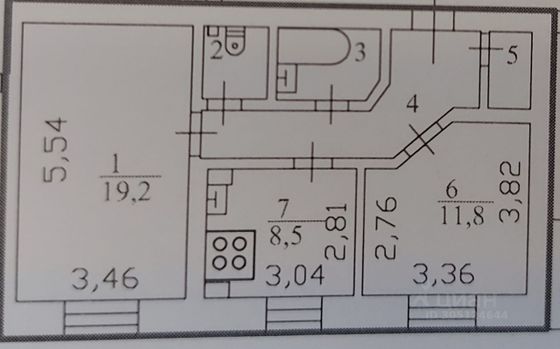 Продажа 2-комнатной квартиры 52,3 м², 2/5 этаж