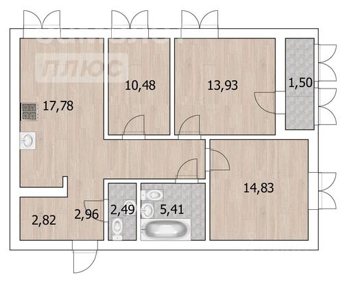 Продажа 4-комнатной квартиры 76,1 м², 24/25 этаж