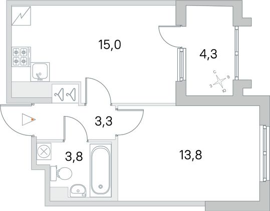 Продажа 1-комнатной квартиры 38 м², 2/5 этаж