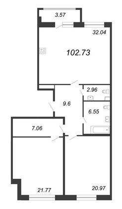 Продажа 3-комнатной квартиры 102,7 м², 2/12 этаж