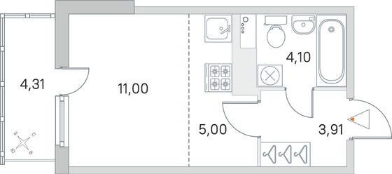 Продажа квартиры-студии 25,3 м², 8/8 этаж