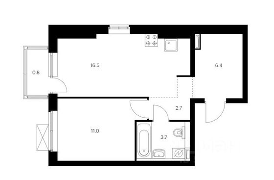 Продажа 1-комнатной квартиры 40,3 м², 10/12 этаж