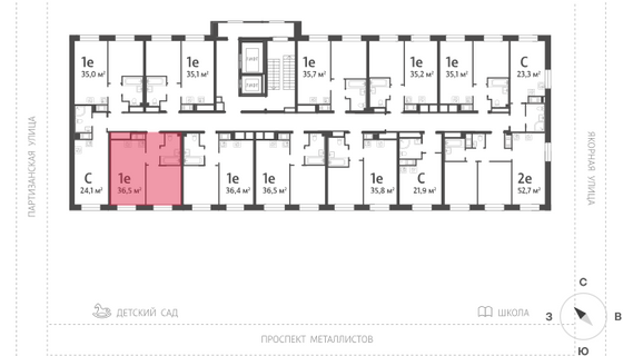 36,5 м², 1-комн. квартира, 12/12 этаж