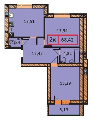 Продажа 2-комнатной квартиры 68,4 м², 2/9 этаж