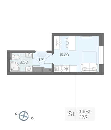 Продажа квартиры-студии 19,9 м², 2/25 этаж