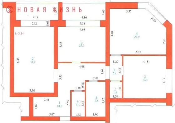 Продажа 3-комнатной квартиры 132 м², 7/17 этаж