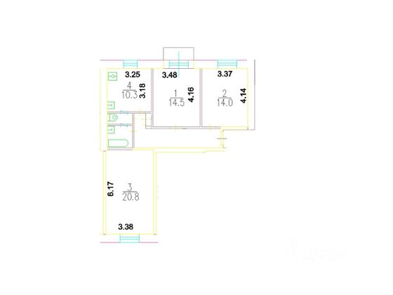 Продажа 3-комнатной квартиры 77,6 м², 4/5 этаж