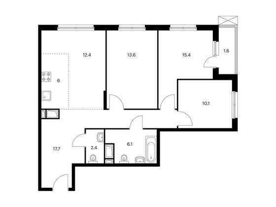 85,3 м², 3-комн. квартира, 14/24 этаж