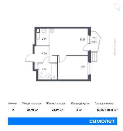 35,9 м², 1-комн. квартира, 5/17 этаж