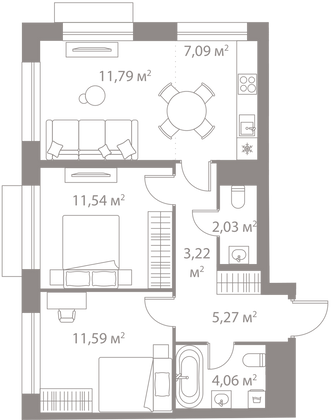 Продажа 2-комнатной квартиры 56,6 м², 8/25 этаж