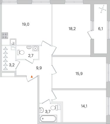 Продажа 3-комнатной квартиры 89,8 м², 1/4 этаж