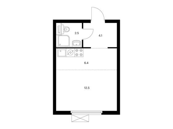 Продажа квартиры-студии 25,5 м², 19/33 этаж