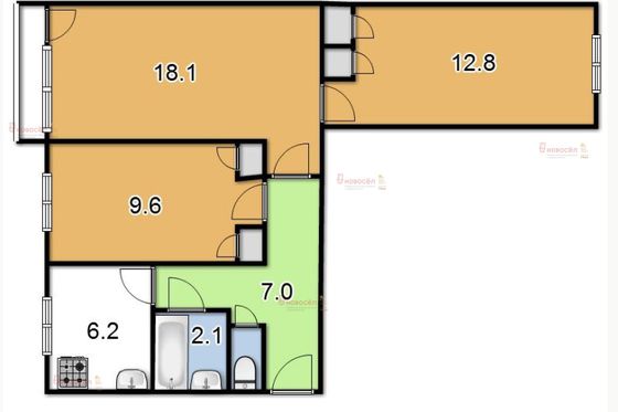 Продажа 3-комнатной квартиры 59 м², 5/9 этаж