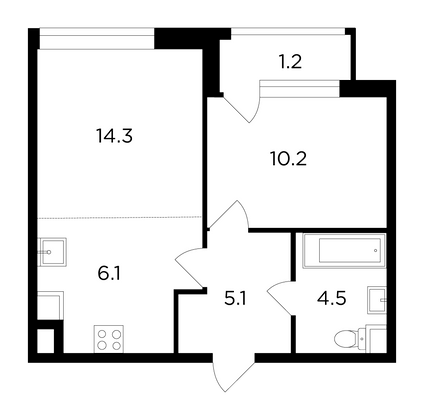 Продажа 2-комнатной квартиры 41,7 м², 1/22 этаж