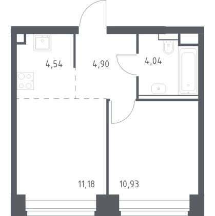 35,6 м², 1-комн. квартира, 2/40 этаж