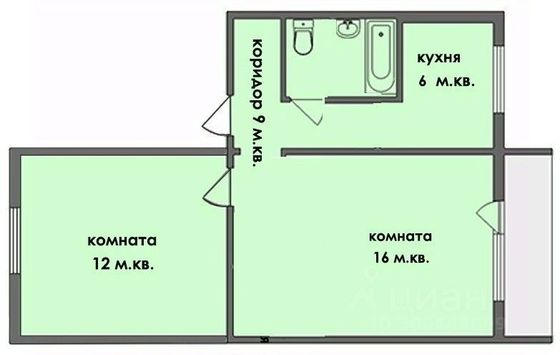 Продажа 2-комнатной квартиры 44,3 м², 5/5 этаж