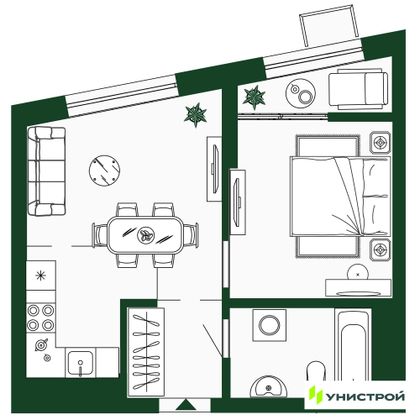 37,3 м², 2-комн. квартира, 6/34 этаж