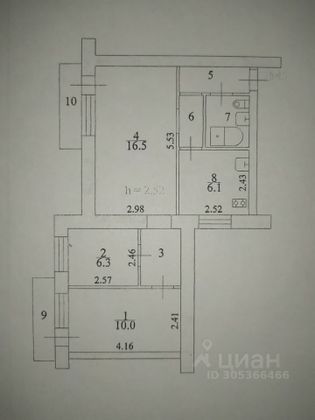 Продажа 3-комнатной квартиры 49,5 м², 4/4 этаж