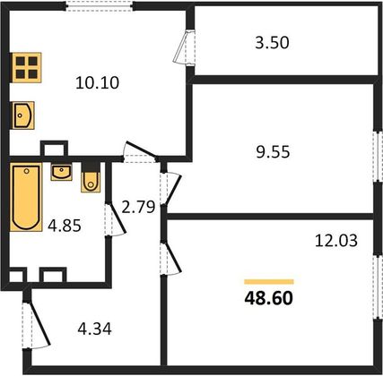 Продажа 2-комнатной квартиры 48,6 м², 4/31 этаж