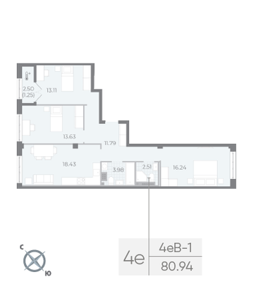 Продажа 3-комнатной квартиры 80,9 м², 6/8 этаж